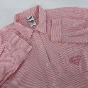 Warner Bros Studio Store Superman Pink Striped Button Down Shirt Women's‎ Large